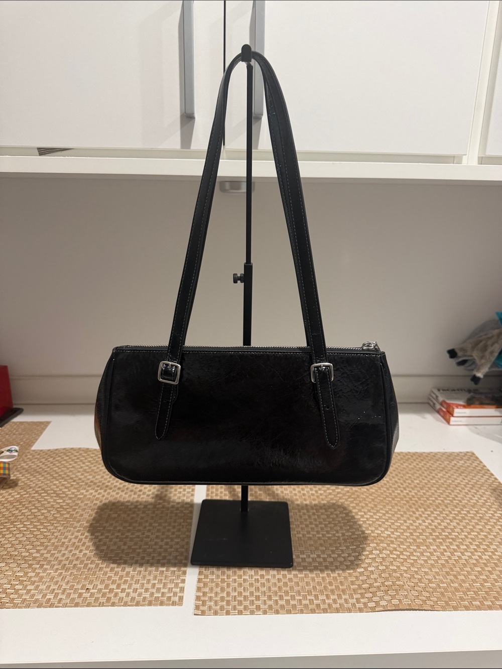 Coach Black Patent Leather Shoulder Bag with Silver Hardware - Picture 2 of 4